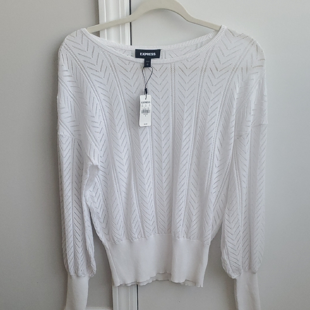Express Ivory Chevron Knit Top